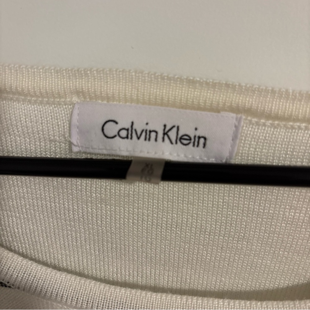Calvin Klein Ruffle Sleeve Striped Sweater Soft White Multi Plus Size XL - Picture 2 of 5